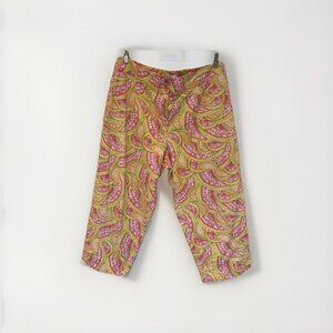 Talbots Crop Pants Womens 12 Vibrant Fruit Print Stretch High Rise‎ Coastal